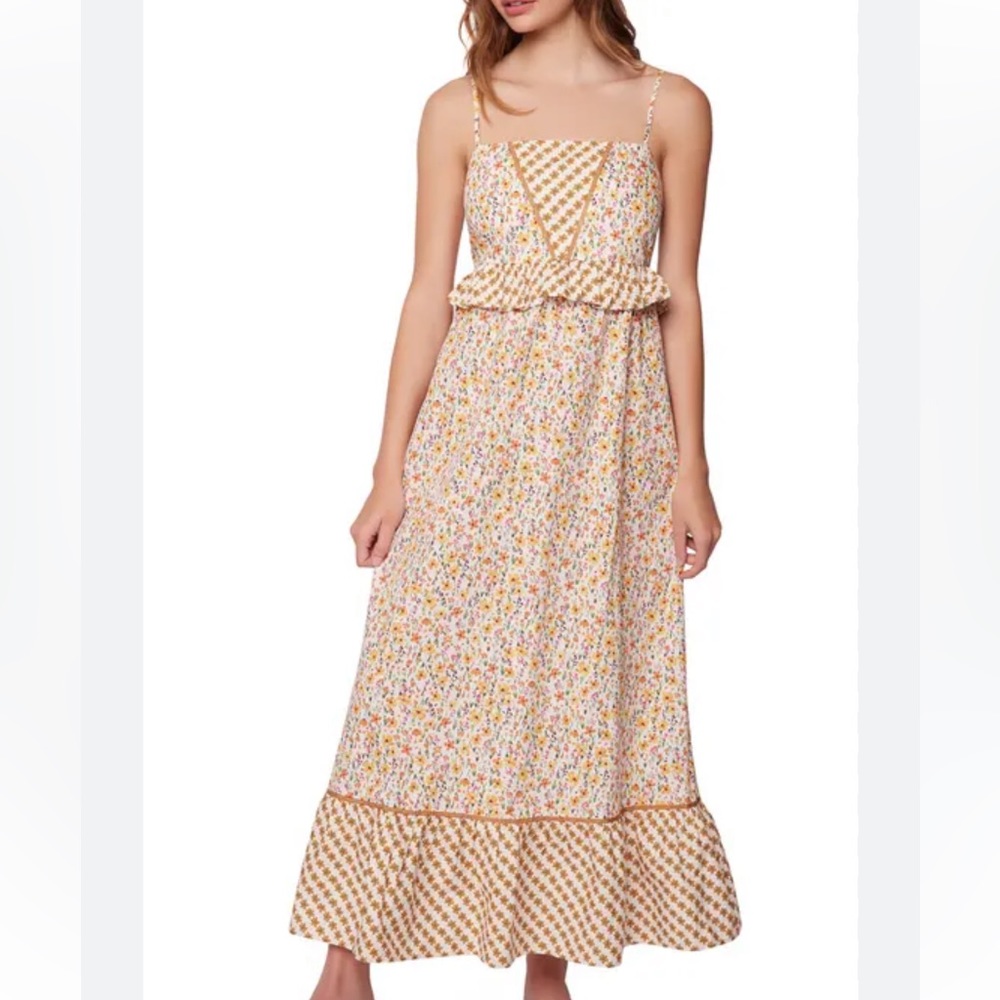 NEW lost + wander boho floral ruffle maxi dress